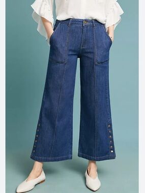 Pilcro and the Letterpress Dark Blue Wide-Leg Jeans
